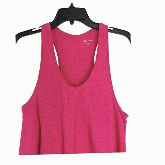 NEW Eileen Fisher Tank Top Sz Small Scoop Neck Racerback Swing Tunic Pink - Picture 4 of 6